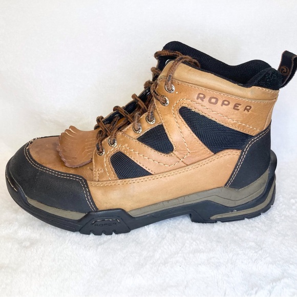 Roper Brown Lace-Up Western Boots Women’s Size 5 Youth Kids Girls Boys Size 3.5 - Picture 13 of 16